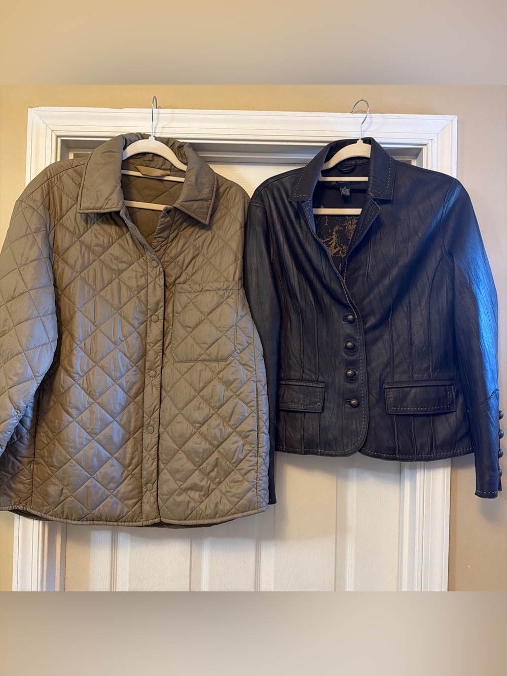 Banana Republic Quilted Tan Jacket Sz Sm/M and INC Genuine Leather BlazerJacket